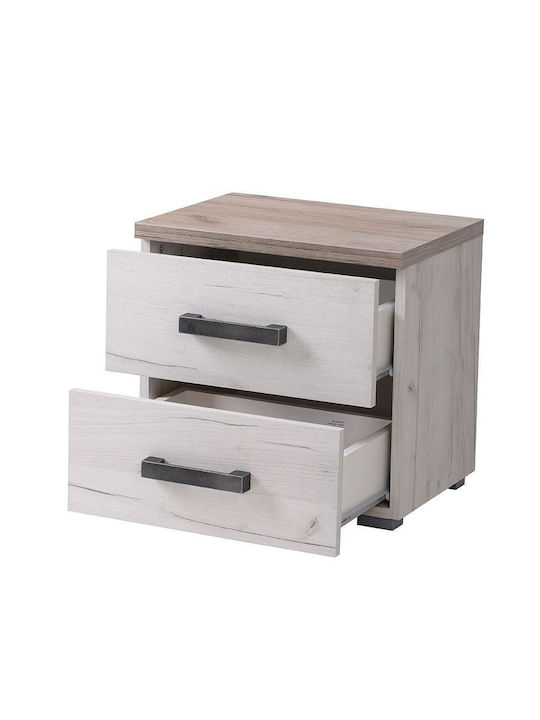 Bedside Table Kent No Wooden Grey Oak White Oak 44.5x33.5x43cm