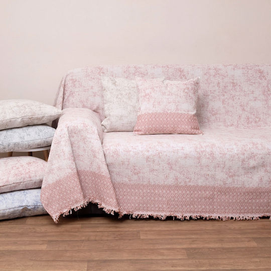Viopros Four-Seater Sofa Throw Jacquard 180x320cm Coral