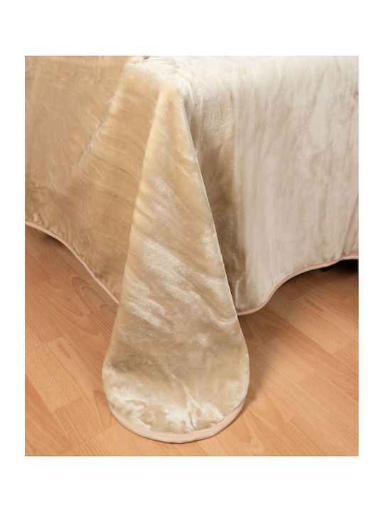 Silk Fashion Κουβέρτα Βελουτέ Μονή 160x220εκ. Μπεζ