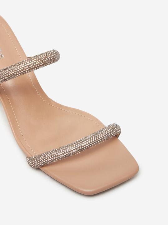 Mules mit Niedrig Absatz in Beige Farbe