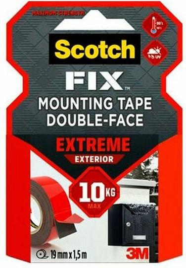 Scotch Αυτοκόλλητη Ταινία Διπλής Όψης Μαύρη 1.5mx19mm