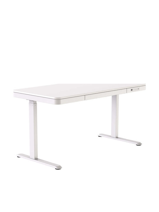 Schreibtisch Holz White mit Metallbeinen & verstellbarer Höhe 140x70cm