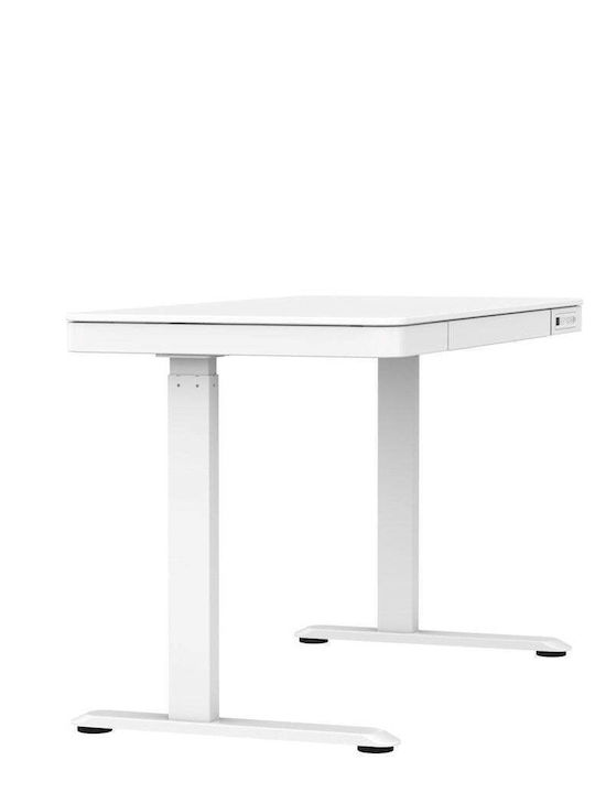 Schreibtisch Holz White mit Metallbeinen & verstellbarer Höhe 140x70cm