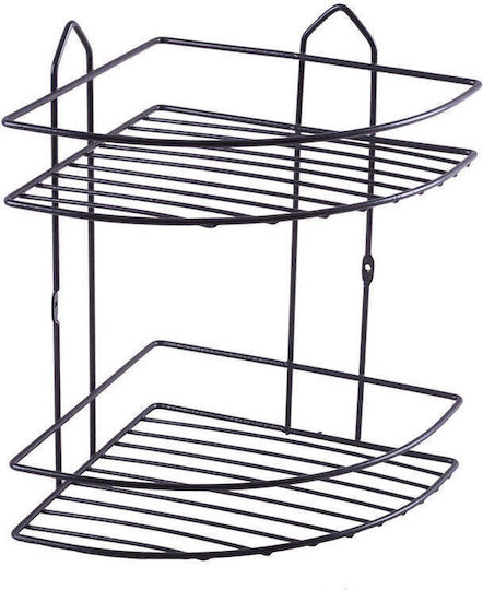 Perilla Ecke An der Wand montiert Badezimmerregal Metallisch mit 2 Regalböden 20x20x28cm Schwarz