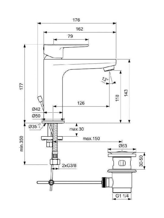 Ideal Standard Tyria Mischung Waschtischarmatur