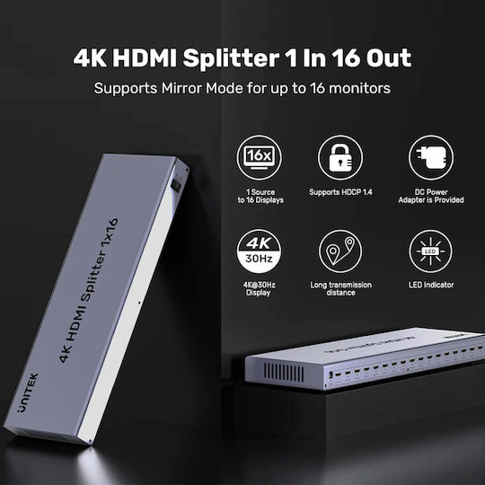 Unitek Hdmi Splitter 1x16 4k30hz V1137a