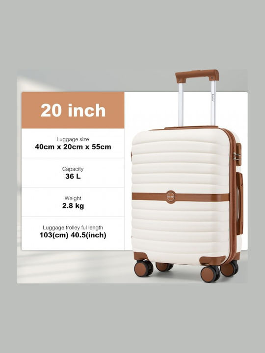 Miss Lulu Reisekoffer Kabine Cream und Braun mit 4 Räder Höhe 55cm