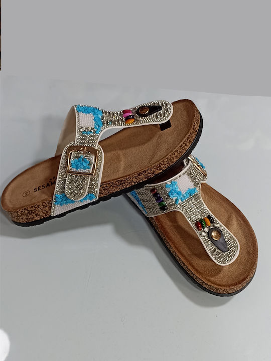 Flache Sandalen für Damen Anatomisch in Weiß Farbe
