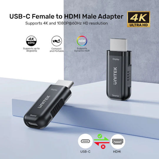 Unitek Μετατροπέας USB-C female σε HDMI male 1τμχ V1187ABK01