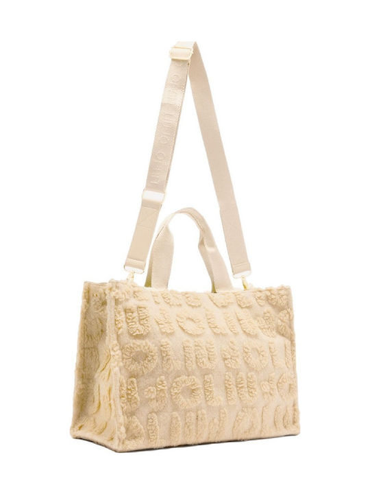 Damen Tote Tasche Mit Fell Beiges