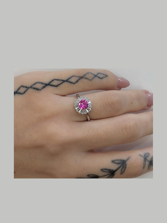 Mentzos Ring with Zircon made of Silver