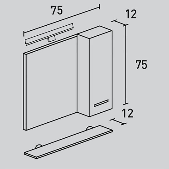 Pro Bagno 624AM Καθρέπτης Led από Μοριοσανίδα με Ντουλάπι 75x75cm Μπεζ Pro Bagno 624AM Καθρέπτης Led από Μοριοσανίδα με Ντουλάπι 75x75cm Μπεζ