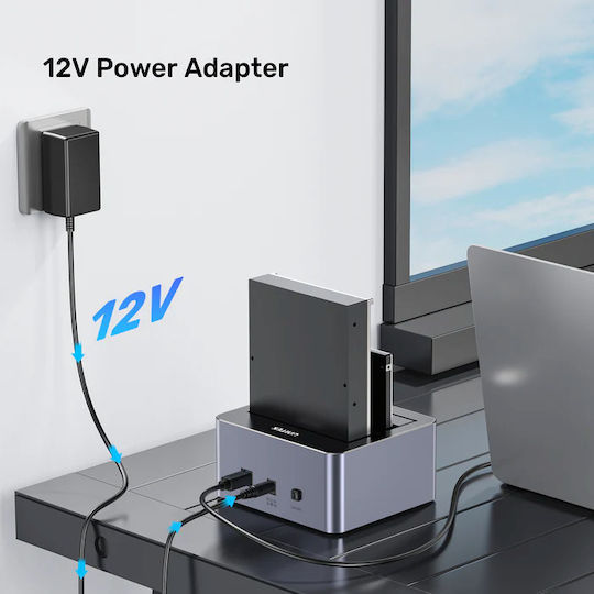 Unitek SATA6G Dual Bay HDD Docking Station Aluminum Black Y-3026