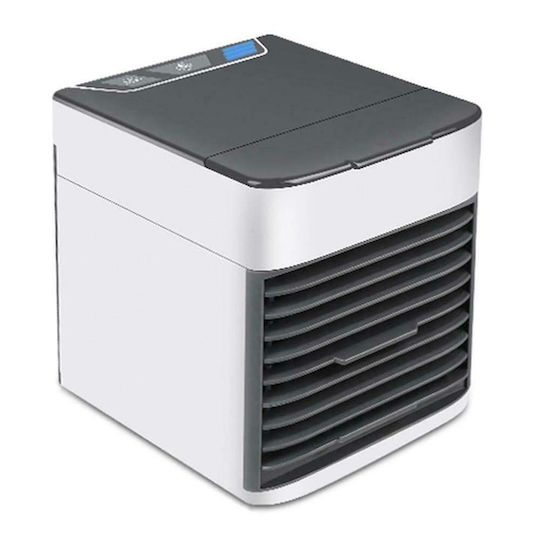 Mini Portable Air Conditioner 3 Cooling Functions Ambient Light Water Ice Plastic Gray White