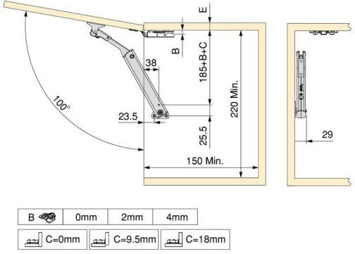 Emuca Altius One Wardrobe Lifting System Anthracite Low 223-1214552ant Low