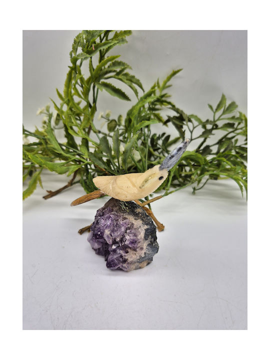Handmade Carved Decorative Parrot With Natural Semi-Precious Stones
