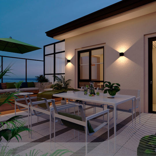 123led Lumină de exterior montată pe perete LED IP54 cu Alb Cald Lumină Dublu Fascicul