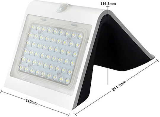 123led Wall Mounted Solar Light 4W 500lm Warm White 3000K with Motion Sensor and Photocell IP65