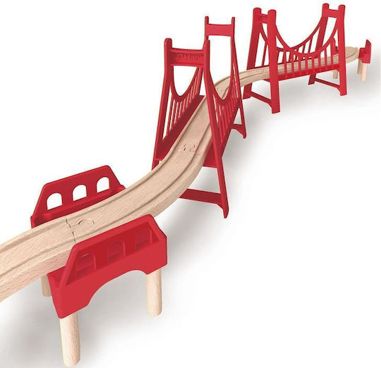 Hape Extended Double Suspension Bridge Railroad Tracks made of Wood for 3++ Years