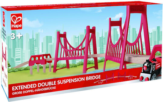 Hape Extended Double Suspension Bridge Railroad Tracks made of Wood for 3++ Years