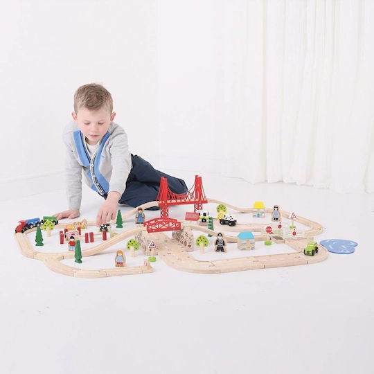 Big Jigs Road & Rail Train Set Σετ με Τρενάκι από Ξύλο για 3+ Ετών