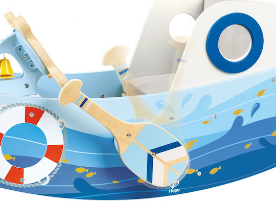 Hape Captain's Rocking Boat Fabric Rocking Toy for 12+ months Light Blue