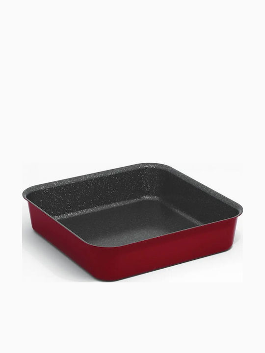 Keystone Electra Granite Aluminum Rectangular Baking Pan with Stone Coating Red 32x32cm