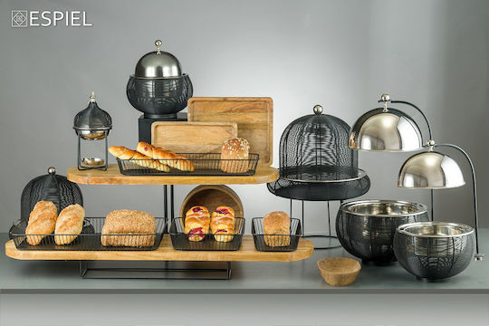 Espiel Metallic Fondue Pot with Tea Light Black 15x15x31cm
