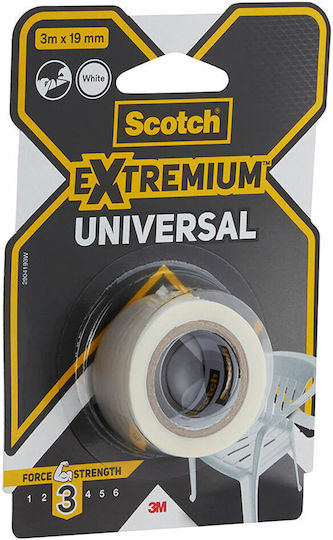 Scotch Scotch Extremium Universal Λευκή Αυτοκόλλητη Υφασμάτινη Ταινία Λευκή 3mx19mm