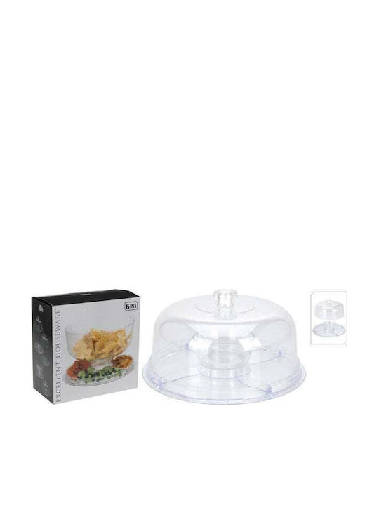 Excellent Houseware Τουρτιέρα Πλαστική με Καπάκι & Πόδι Διάφανη 30x30x20εκ.