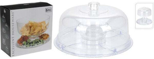 Excellent Houseware Τουρτιέρα Πλαστική με Καπάκι & Πόδι Διάφανη 30x30x20εκ.