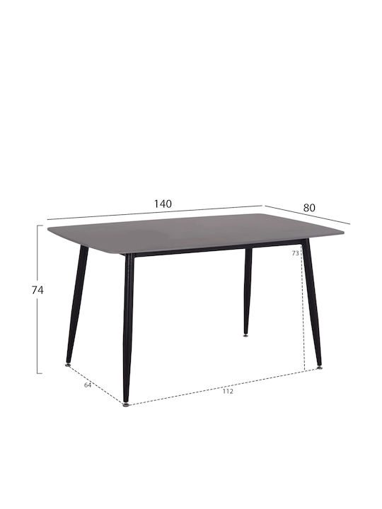 Raven Table Dining Room with Ceramic Surface Anthracite Marble-black 140x80x74cm