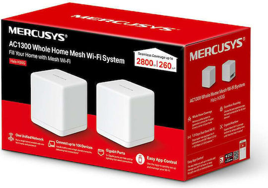 Mercusys Halo H30G v1 WiFi-Mesh-Netzwerk Zugriffspunkt Wi‑Fi 5 Dualband (2,4 & 5 GHz) in Doppelter Bausatz