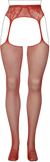 Σέξι Καλσόν Ζαρτιέρες Fishnet Lace Garterbelt Stockings 051 Red
