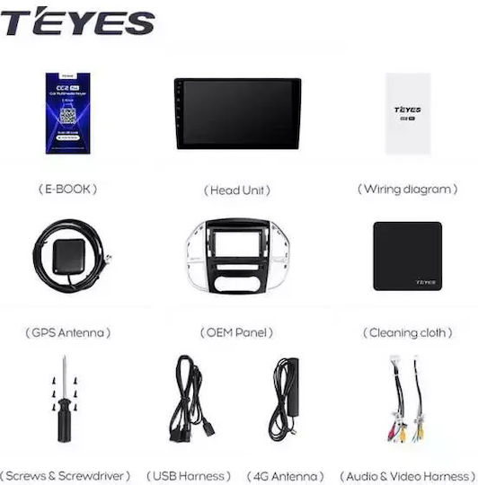 Teyes Cc3 360° Navigație Auto Mercedes-Benz Vito 3 2014-2020 6+128GB 10.2" QLED Octa-Core 1.8GHz Android 4G Bluetooth 5.1 DSP