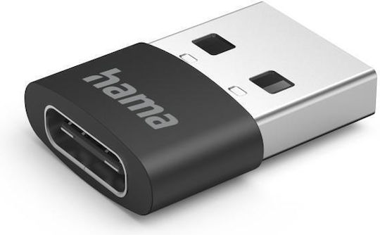 HAMA Конвертор USB-A мъжки към USB-C женски Черен 3бр 00201532
