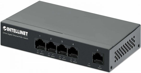 Intellinet 561792 Unmanaged L2 PoE+ Switch με 5 Θύρες Gigabit (1Gbps) Ethernet
