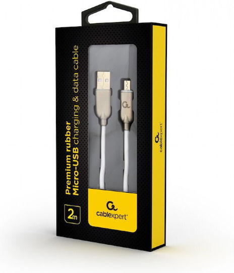 Cablexpert Geflochten USB 2.0 auf Micro-USB-Kabel Weiß 2m (CC-USB2R-AMMBM-2M-W) 1Stück