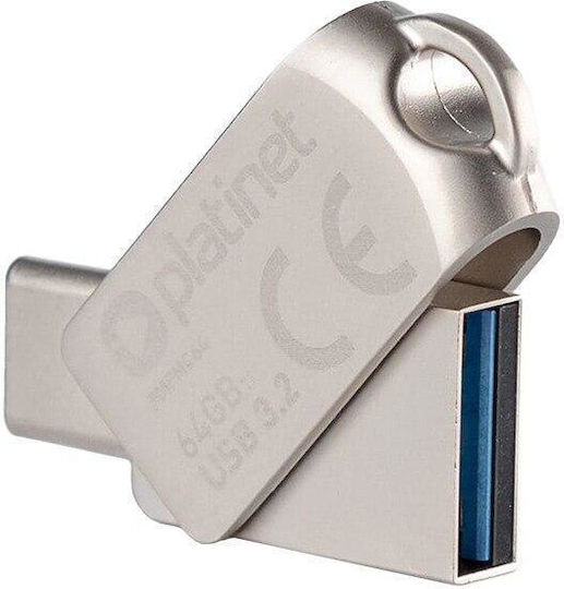 Platinet 64GB USB 3.2 Стик с връзка USB-A & USB-C