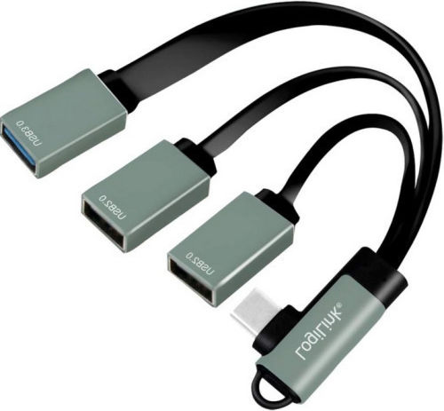 LogiLink USB-Hub 3 Anschlüsse USB 3.0 mit Anschluss an einen Computer USB-C Grüne