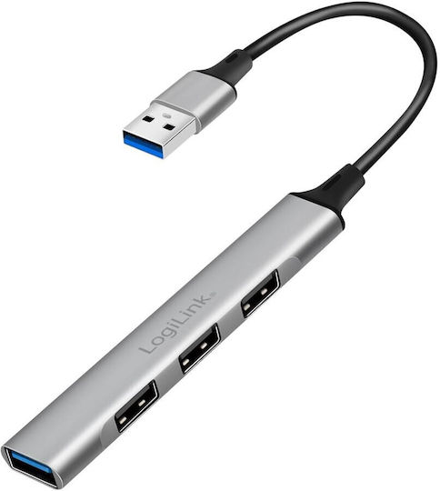 LogiLink USB-Hub 4 Anschlüsse USB 3.0 mit USB-A Anschluss Graue