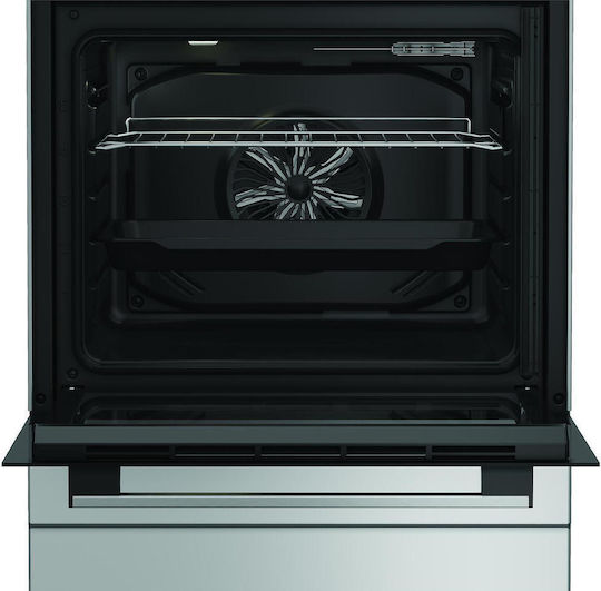 Indesit Κουζίνα 66lt με Κεραμικές Εστίες Π60εκ. Inox