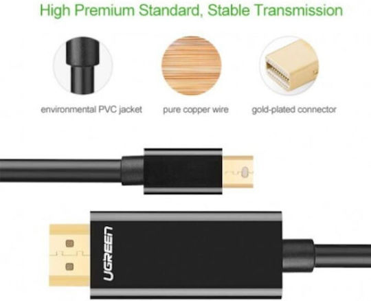 Ugreen Cable mini DisplayPort male - HDMI male 1.5m Μαύρο (20848)