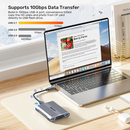 Unitek Cf Express Sd Microsd Card Reader Usb A 10 Gbps + Hub