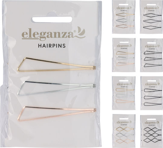 Hair Pins Set 3 Pieces Silver Gold