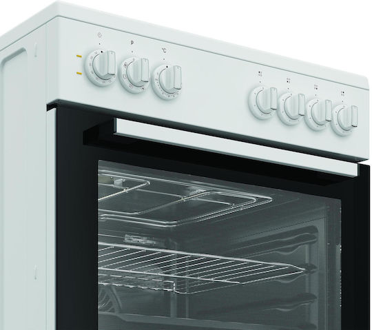 Indesit Herd 66Es mit Keramikkochfeldern B60cm. Weiß