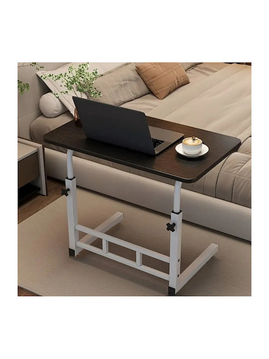 Masa De Cafea Centrală Rectangulară Din Lemn Masiv Cu Roți Dark Wood Alb M40xL80cm