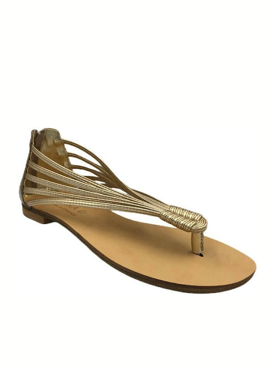 Women's Flat Sandals in Gold Color