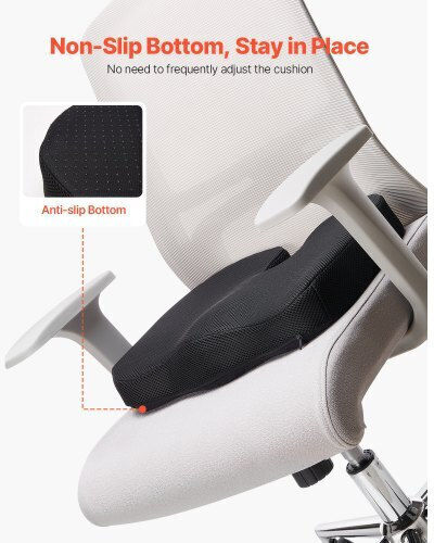 Vevor Seat Cushion with Memory Foam 43.5x33x8.3cm Black LYDCGZDHMNJ0V30SJ001V0