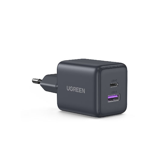 Ugreen Φορτιστής Χωρίς Καλώδιο GaN με Θύρα USB-A και Θύρα USB-C 30W Power Delivery Γκρι (X516)